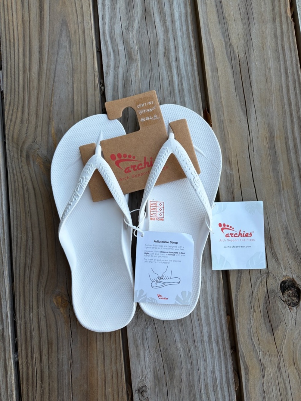 Archies Women's White Arch Support Flip Flops